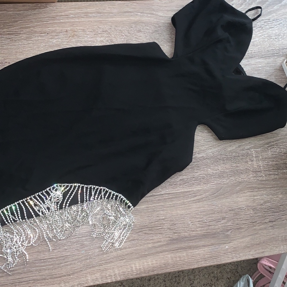 Black maxi dress with leg slit